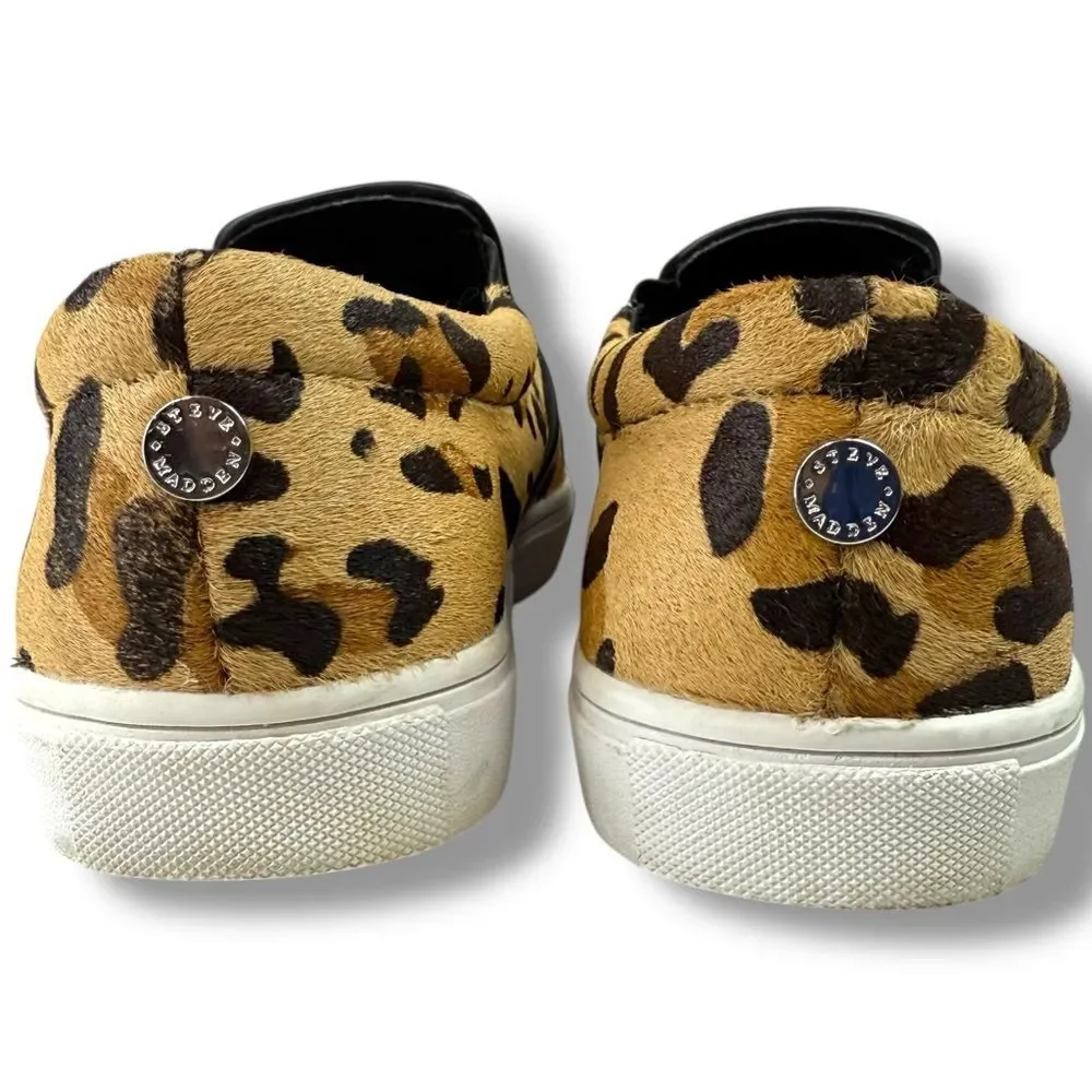 Steve Madden Ecentrcl Slip On Sneakers Leopard Haircalf Size 7 Casual Comfort - Picture 8 of 12
